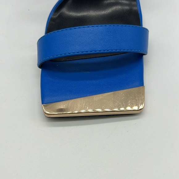 Torgeis - Antilles Bold Blue With Gold Tips Strap Sandal Open Toe Heels Size 7 - Picture 10 of 14